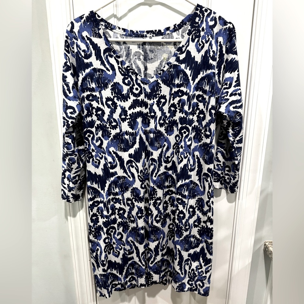 Lilly Pulitzer Blue and White Flamingo Print Dress